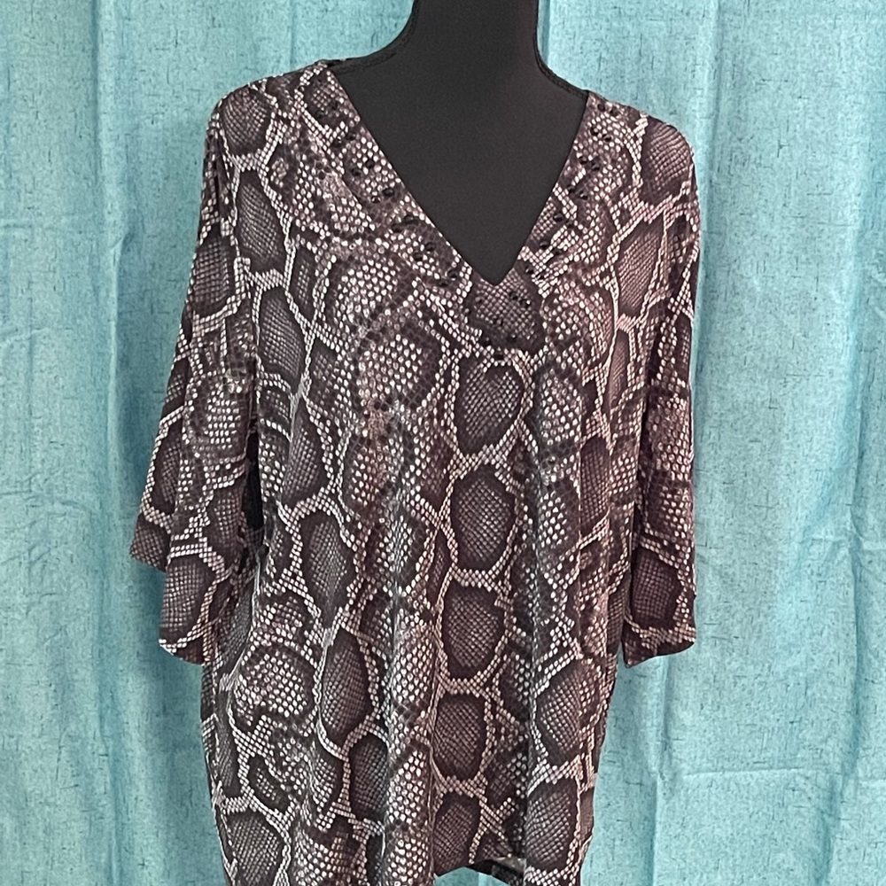 Snake Print Michael Kors Short Sleeve Blouse
